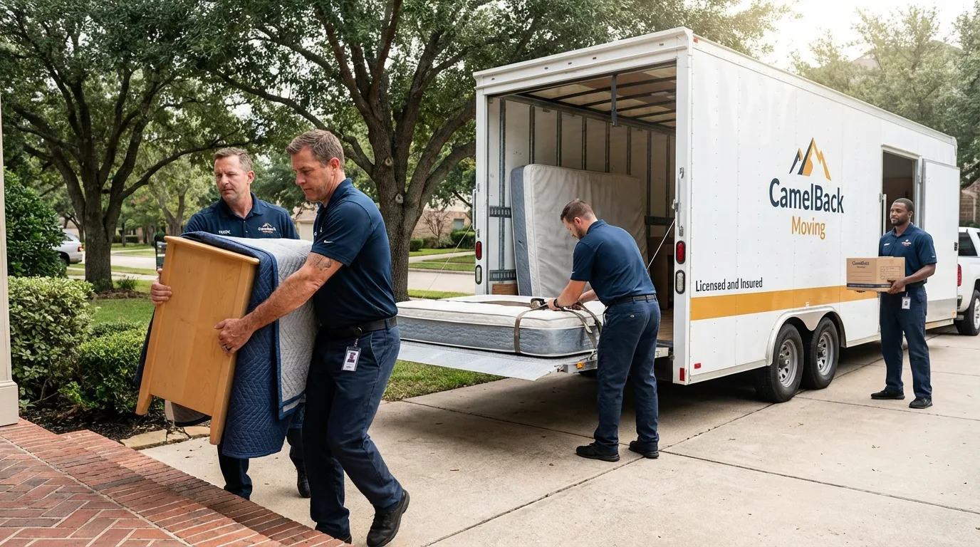 Crew loading residential truck for cross-state move from Keewatin, MN