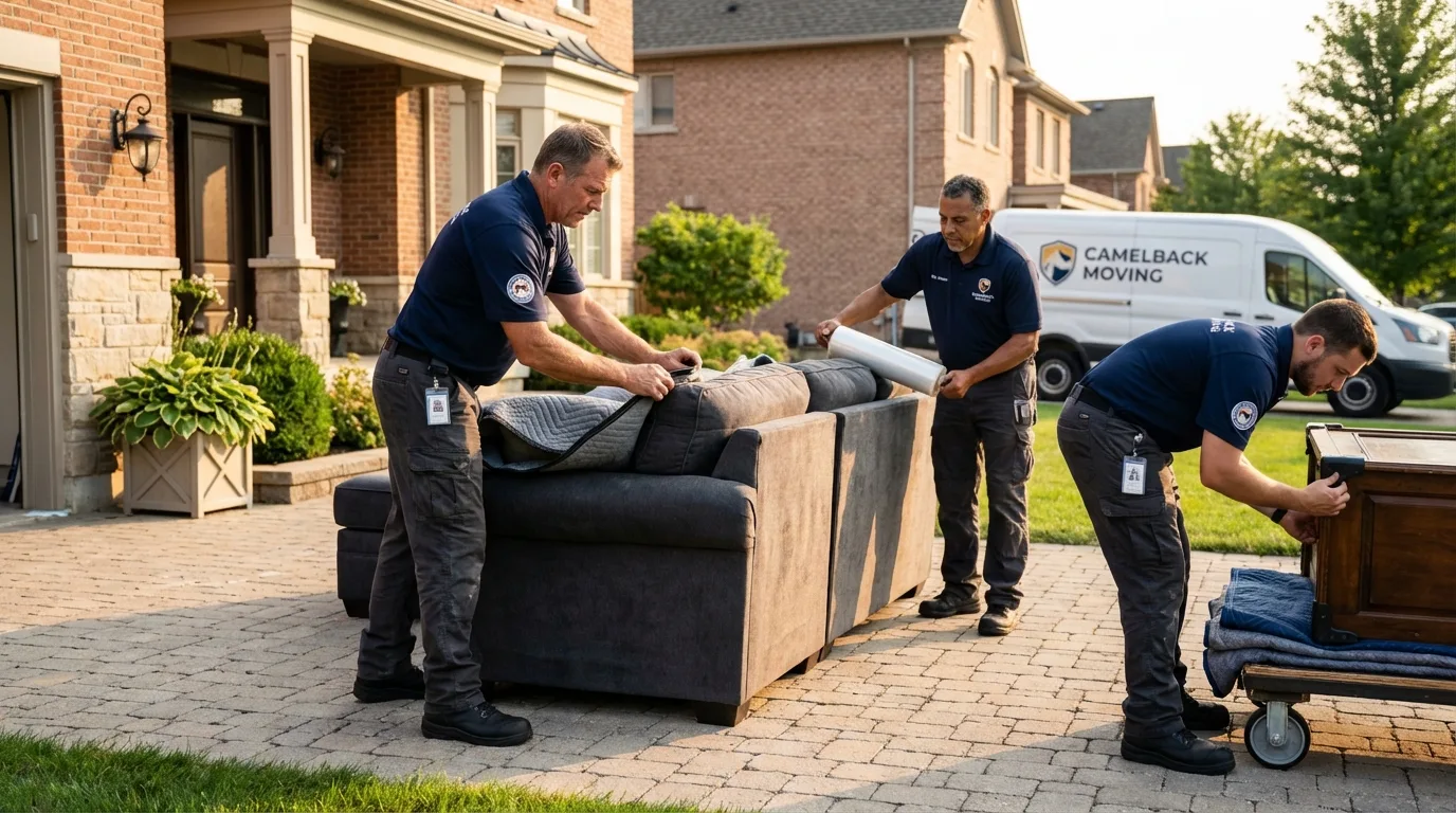 Large estate moving crew wrapping furniture in Keewatin, MN